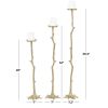 DecMode 3 Candle Gold Aluminum Abstract Tall Floor Textured Metallic Candle Holder with Stick Inspired Design, Set of 3