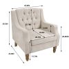 Beige Accent Chair, Living Room Chair, Footrest Chair Set with Vintage Brass Studs, Button Tufted Upholstered Armchair for Living Room, Comfy Reading