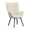 Doarnin Contemporary Silky Velvet Tufted Button Back Accent Chair, White