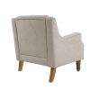 Beige Accent Chair, Living Room Chair, Footrest Chair Set with Vintage Brass Studs, Button Tufted Upholstered Armchair for Living Room, Comfy Reading