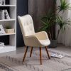 Doarnin Contemporary Silky Velvet Tufted Button Back Accent Chair, White