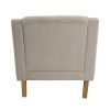 Beige Accent Chair, Living Room Chair, Footrest Chair Set with Vintage Brass Studs, Button Tufted Upholstered Armchair for Living Room, Comfy Reading