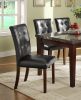 Dark Cherry Finish Wooden 7pc Dining Set Marble Top Table and 6 Side Chairs Dark Brown Faux Leather Upholstered Dining Kitchen Furniture Set