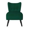 Unique Style Green Velvet Covering Accent Chair Button-Tufted Back Brown Finish Wood Legs Modern Home Furniture