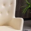 Doarnin Contemporary Silky Velvet Tufted Button Back Accent Chair, White