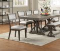 Contemporary Dining Room Furniture Dining Table w Leaf Ash Gray Large Family 9pc Dining Set 8x Side Chairs