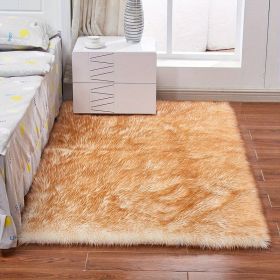 1pc Fluffy Imitation Wool Area Rug, Suede Fleece Bottom Long Imitation Wool Rug, Acrylic 80% Polyester 20%, 2.36inch Long Wool, Living Room Bedroom Ru (Color: White Yellow Tip, size: 35.43*59.06inch)