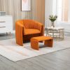 COOLMORE Accent Chair with Ottoman, Mid Century Modern Barrel Chair Upholstered Club Tub Round Arms Chair for Living Room