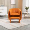 COOLMORE Accent Chair with Ottoman, Mid Century Modern Barrel Chair Upholstered Club Tub Round Arms Chair for Living Room